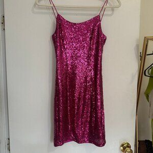 Lulu's Hot Pink Sequin Party Dress